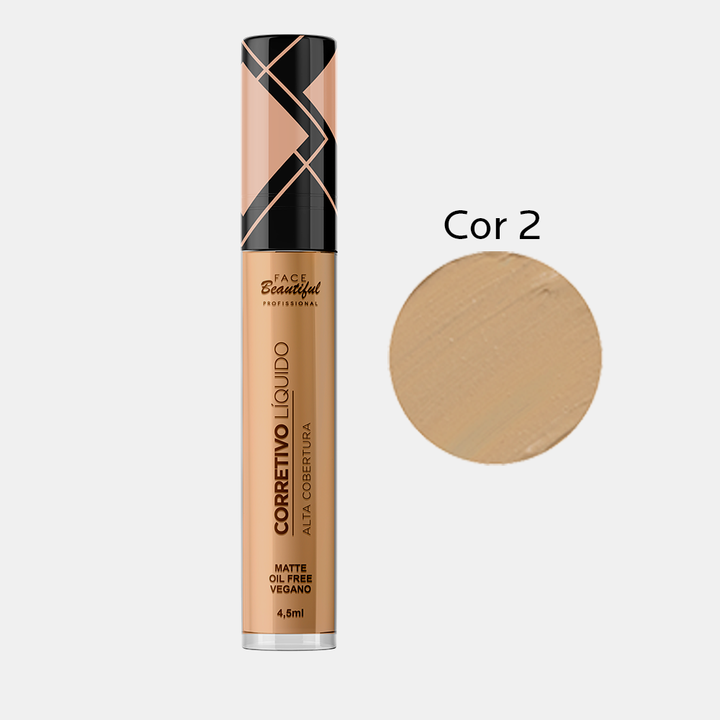 Corretivo Líquido Alta Cobertura Face Beautiful 4,5ml