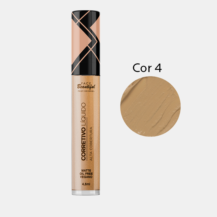 Corretivo Líquido Alta Cobertura Face Beautiful 4,5ml