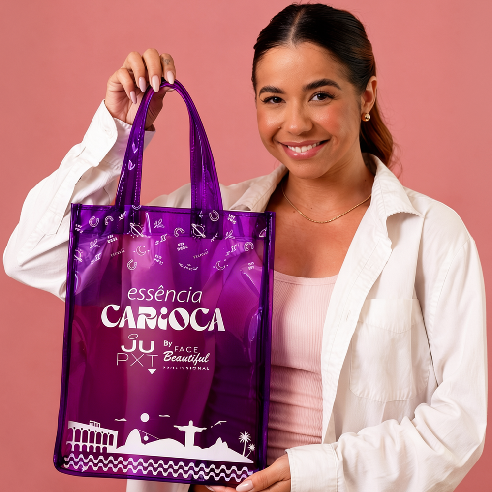 Bolsa Transparente Roxa Essência Carioca JUPXT by Face Beautiful