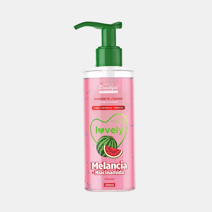 Sabonete Líquido Lovely 200ml – sabonete líquido facial pré e pós make, Piña Colada + Pantenol