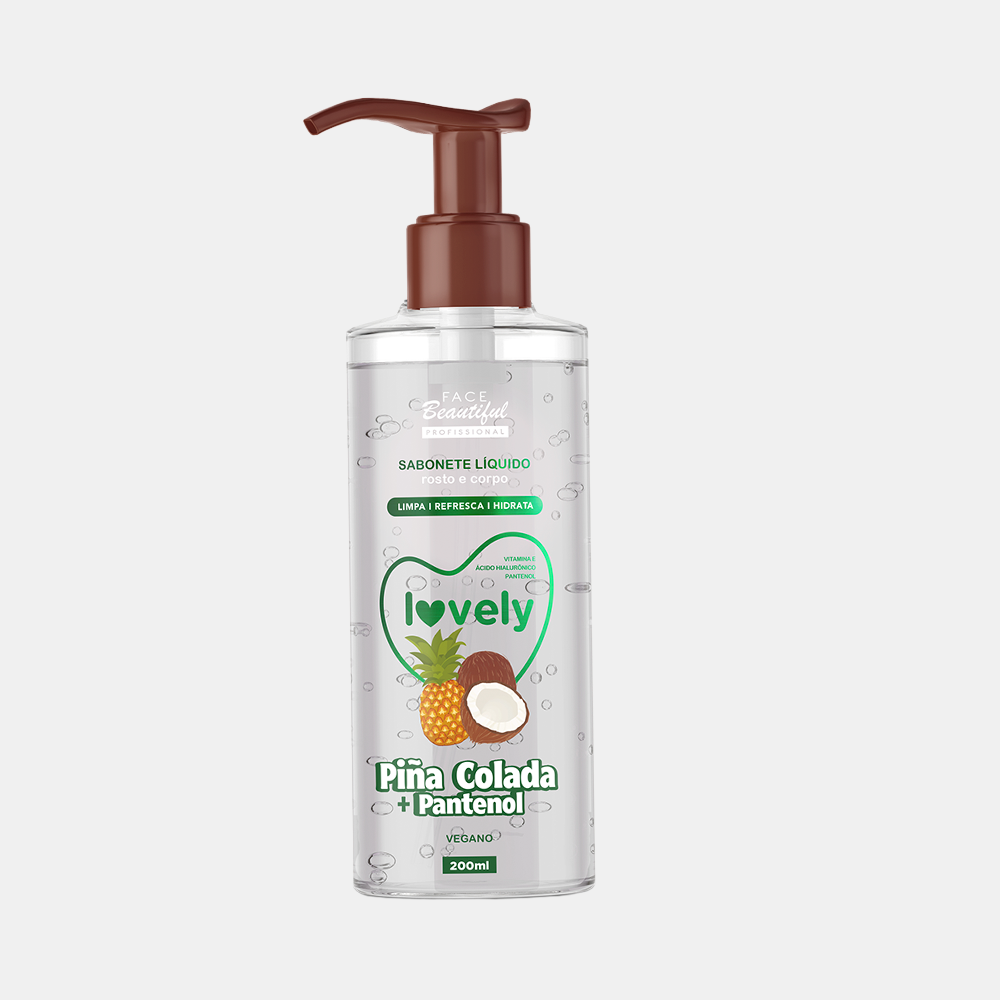 Sabonete Líquido Lovely 200ml – sabonete líquido facial pré e pós make, Morango + Colágeno