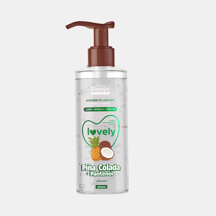 Sabonete Líquido Lovely 200ml – sabonete líquido facial pré e pós make, Morango + Colágeno