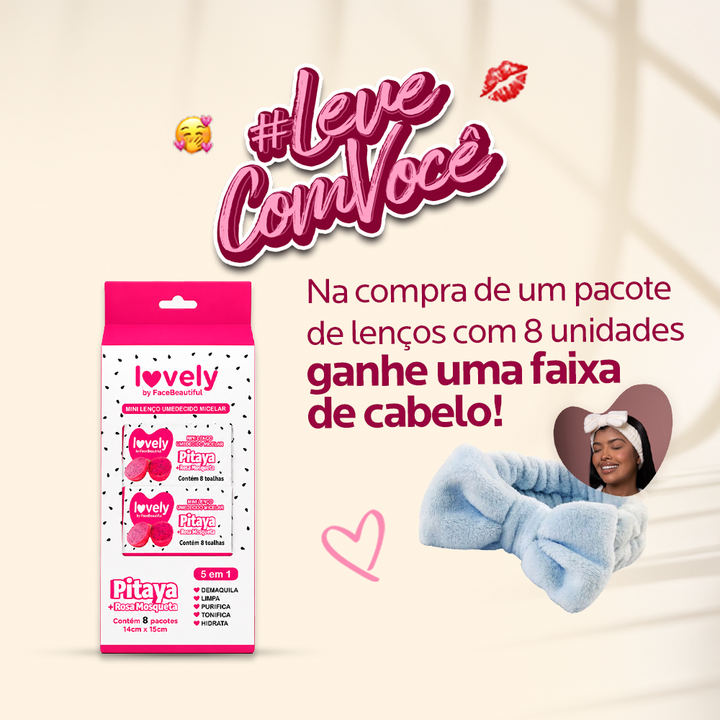 Mini Lenço Umedecido Lovely + Faixa de Cabelo