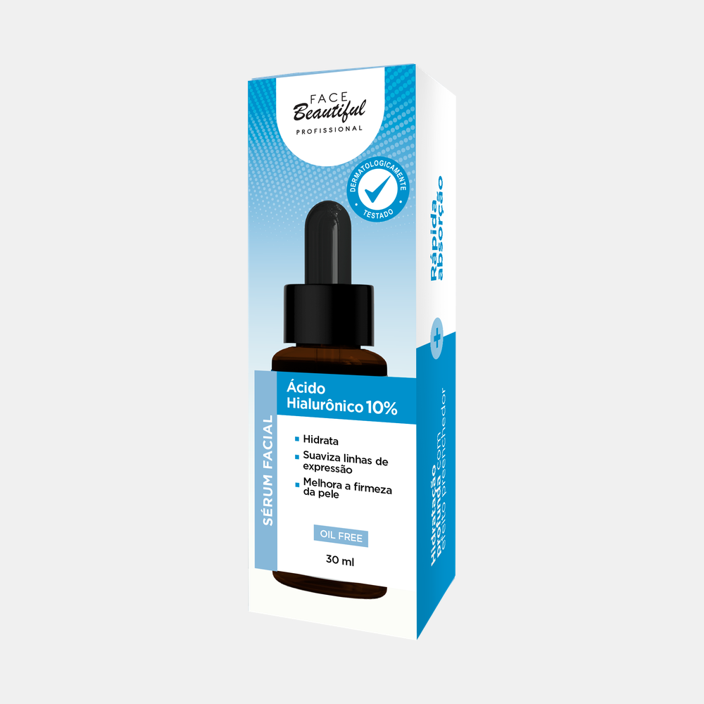 Sérum Facial Face Beautiful Professional 30ml – Ácido Hialurônico 10%, embalagem