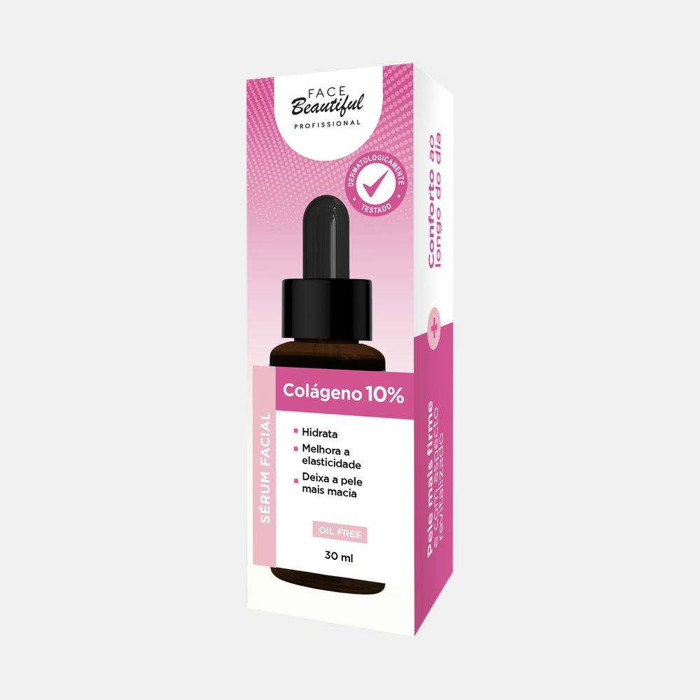 Sérum Facial Face Beautiful Professional 30ml – Colágeno 10%, embalagem