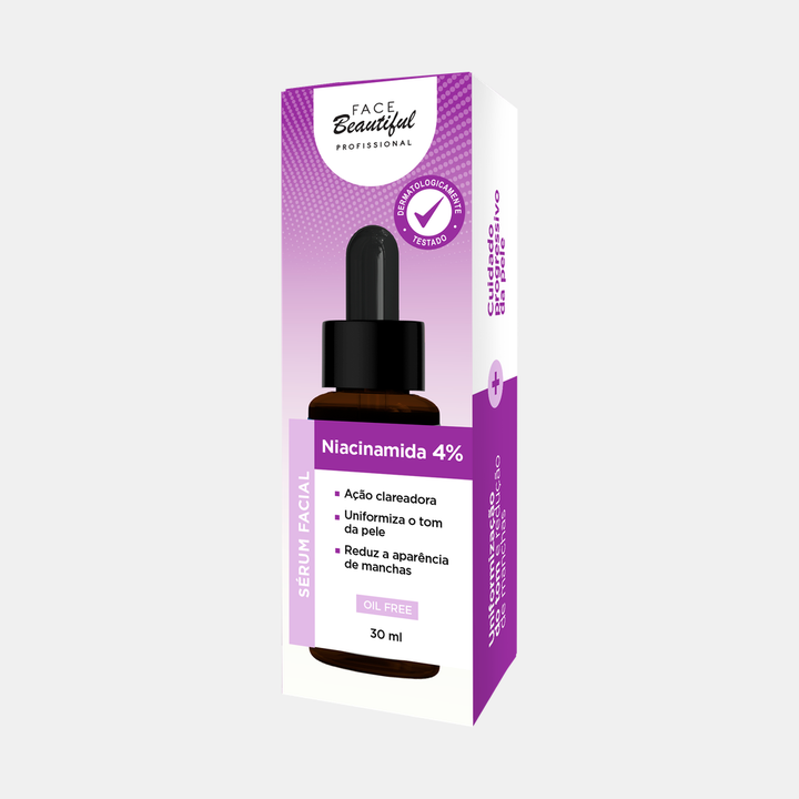 Sérum Facial Face Beautiful Professional 30ml – Niacinamida 4%, embalagem