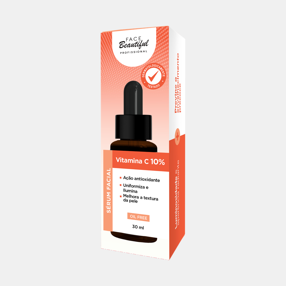 Sérum Facial Face Beautiful Professional 30ml – Vitamina C 10%, embalagem
